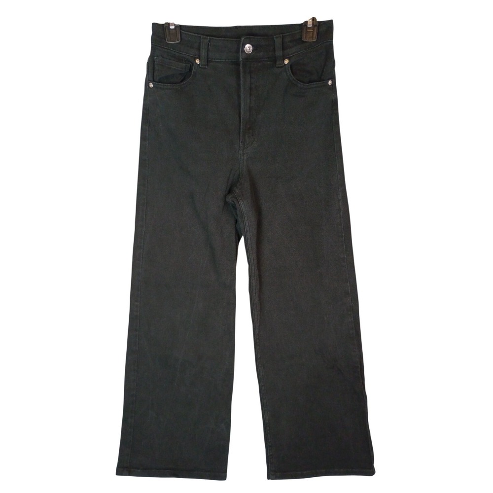 H&M Divided Womens US 6 Black Dark Wash Wide Leg Denim Jeans Relaxed